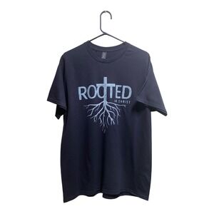 Rooted in Christ T-Shirt Mens 2XL Black Christian Faith Cross Graphic Tee